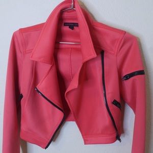 HOT PINK CROPPED MOTORCYCLE JACKET